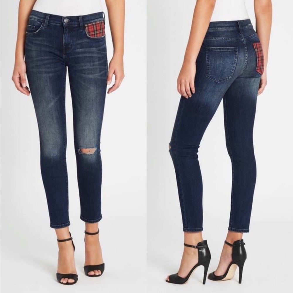 Current Elliot plaid pocket jeans